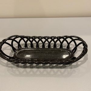 Bread Basket Woven ceramic  15” x 6” in size. Good used condition